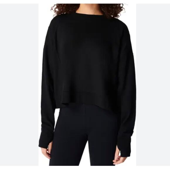 Sweaty Betty Black After Class Crop Sweatshirt (US 10) - Picture 1 of 9
